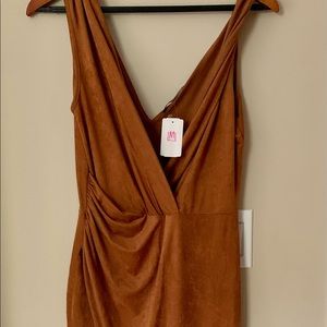 Suede high side slit dress